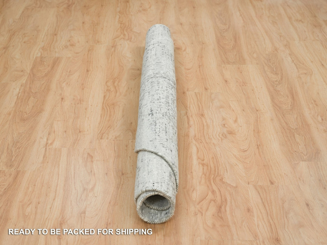 6'1" x 6'1" New Hand Knotted Grey Wool Round Oriental Rug - MOA10265653