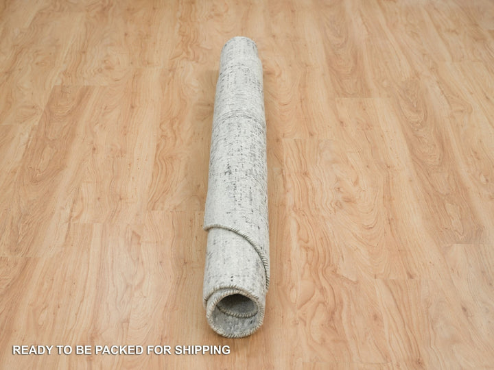 6'1" x 6'1" New Hand Knotted Grey Wool Round Oriental Rug - MOA10265653