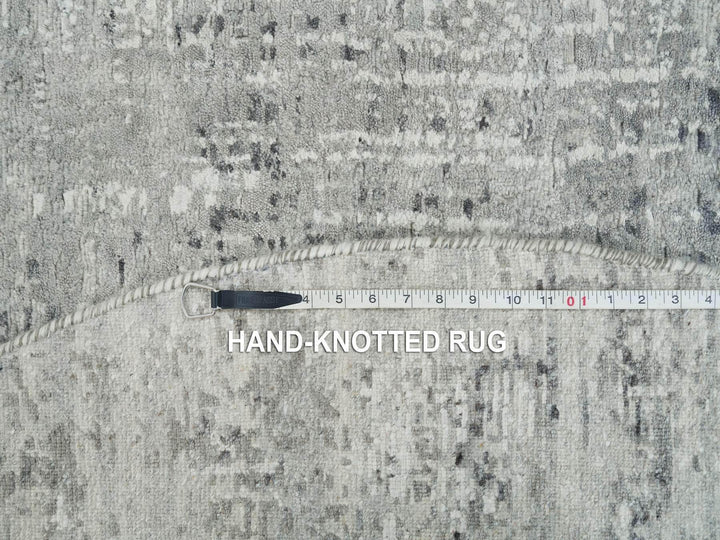 6'1" x 6'1" New Hand Knotted Grey Wool Round Oriental Rug - MOA10265653