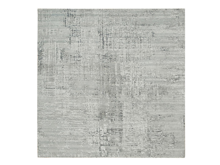 6'2" x 6'2" New Hand Knotted Grey Wool Square Oriental Rug - MOA10265657