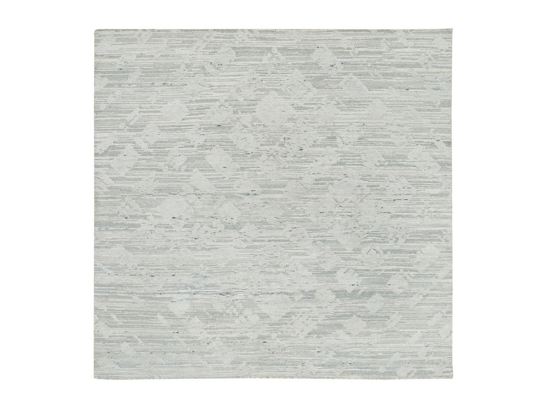 6'1" x 6'1" New Hand Knotted Ivory Wool Square Oriental Rug - MOA10265658