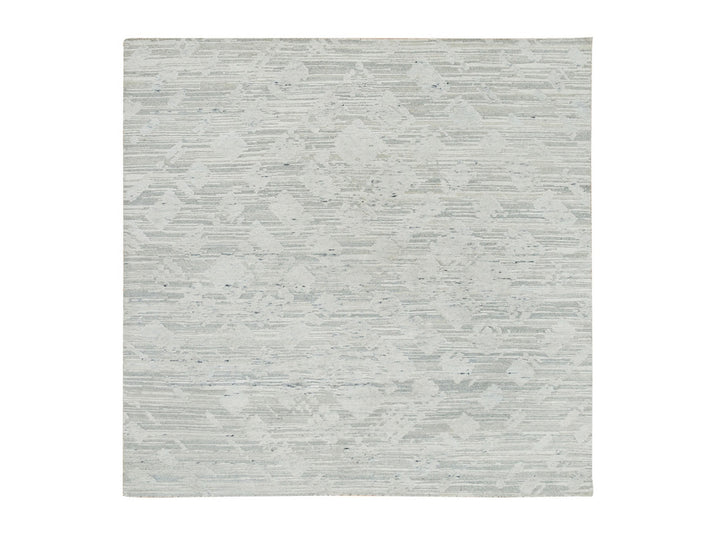 6'1" x 6'1" New Hand Knotted Ivory Wool Square Oriental Rug - MOA10265658