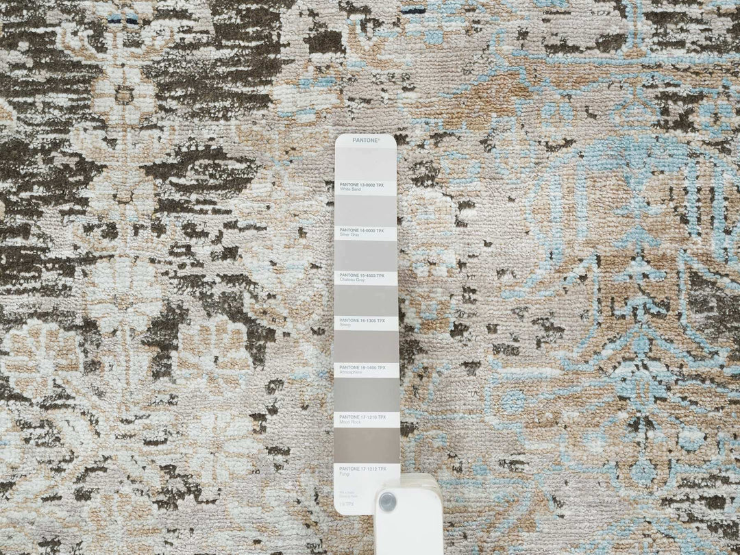 8'3" x 10'0" New Hand Knotted Brown Wool & Silk Rectangle Oriental Rug - MOA10265663