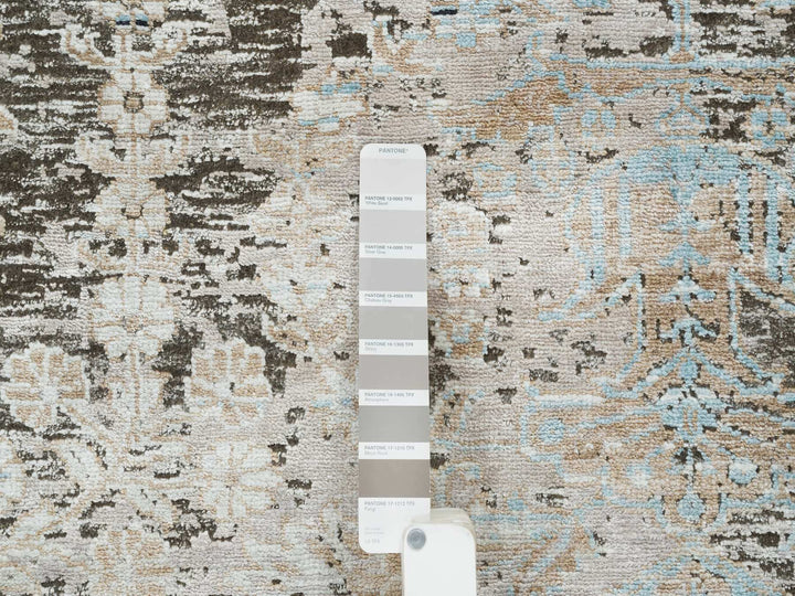 8'3" x 10'0" New Hand Knotted Brown Wool & Silk Rectangle Oriental Rug - MOA10265663