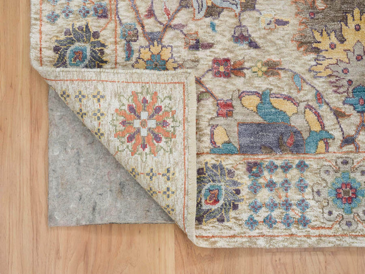 8'3" x 10'3" New Hand Knotted Ivory Wool & Silk Rectangle Oriental Rug - MOA10265664