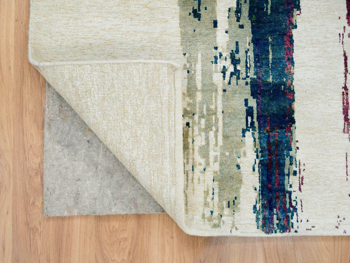5'10" x 9'1" New Hand Knotted Multicolored Wool & Silk Rectangle Oriental Rug - MOA10265691