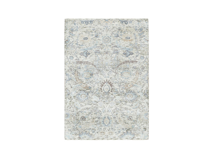 3'3" x 5'0" New Hand Knotted Ivory Wool & Silk Rectangle Oriental Rug - MOA10265696