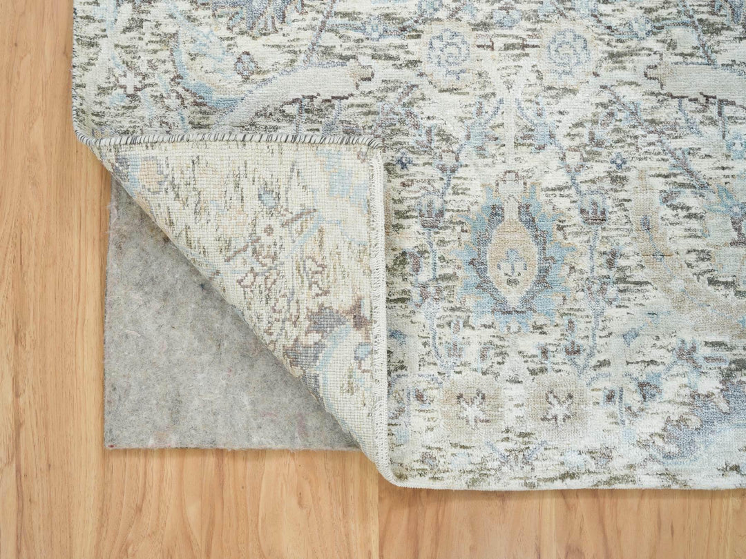 3'3" x 5'0" New Hand Knotted Ivory Wool & Silk Rectangle Oriental Rug - MOA10265696