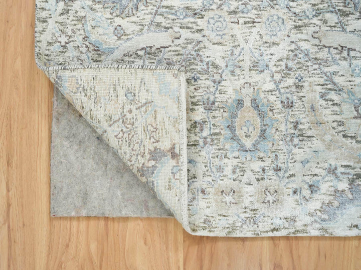 3'3" x 5'0" New Hand Knotted Ivory Wool & Silk Rectangle Oriental Rug - MOA10265696