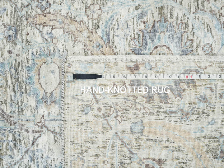 3'3" x 5'0" New Hand Knotted Ivory Wool & Silk Rectangle Oriental Rug - MOA10265696