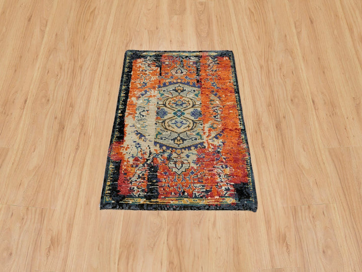 2'2" x 3'2" New Hand Knotted Red Wool Rectangle Oriental Rug - MOA10265698