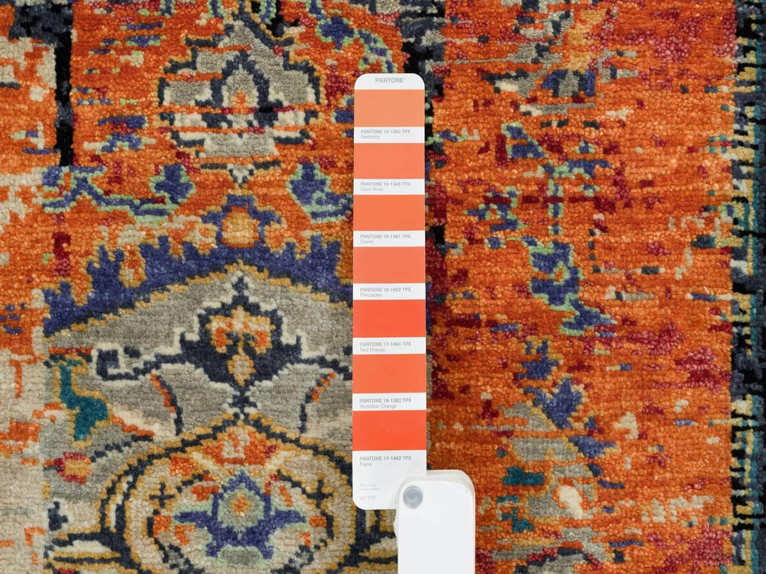 2'2" x 3'2" New Hand Knotted Orange Wool Rectangle Oriental Rug - MOA10265698