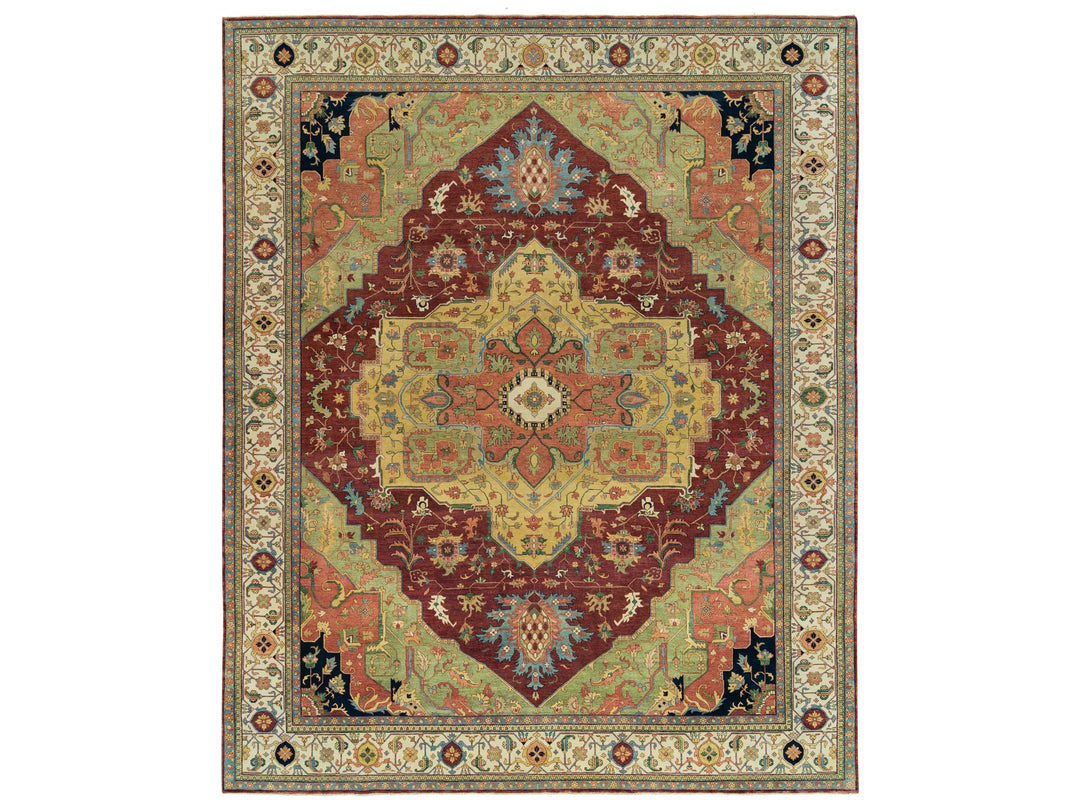 12'0" x 15'2" New Hand Knotted Red Wool Rectangle Oriental Rug - MOA10265707