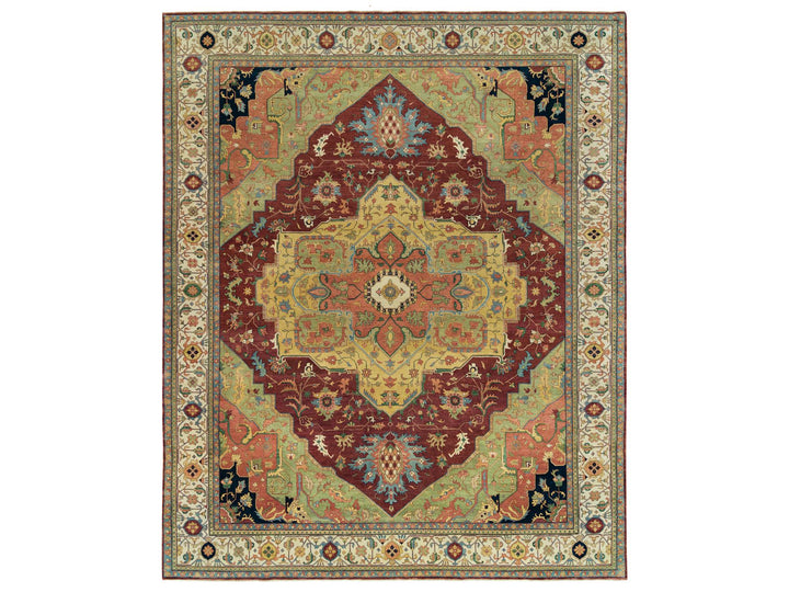 12'0" x 15'2" New Hand Knotted Red Wool Rectangle Oriental Rug - MOA10265707