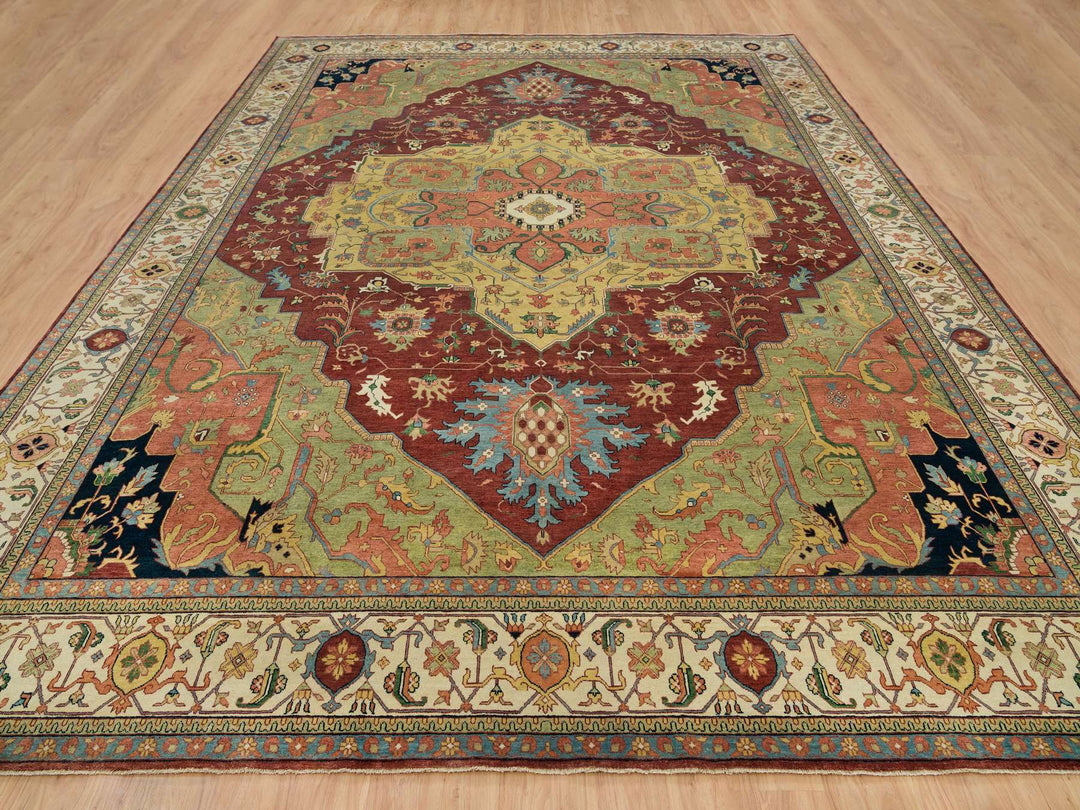 12'0" x 15'2" New Hand Knotted Red Wool Rectangle Oriental Rug - MOA10265707