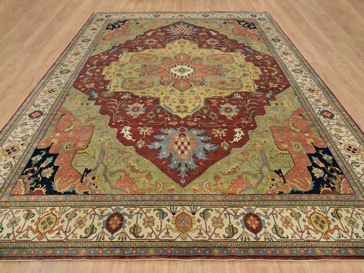 12'0" x 15'2" New Hand Knotted Red Wool Rectangle Oriental Rug - MOA10265707