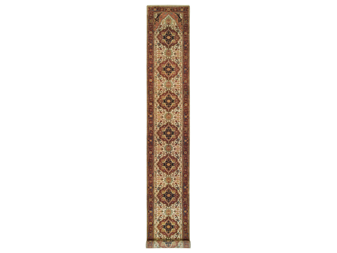 2'7" x 20'0" New Hand Knotted Ivory Wool Runner Oriental Rug - MOA10265709