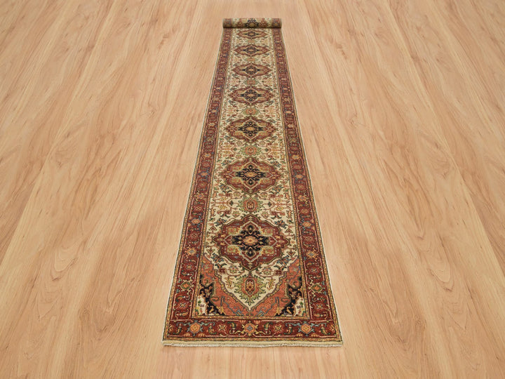2'7" x 20'0" New Hand Knotted Ivory Wool Runner Oriental Rug - MOA10265709