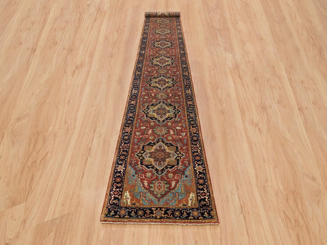 2'6" x 18'0" New Hand Knotted Red Wool Runner Oriental Rug - MOA10265712