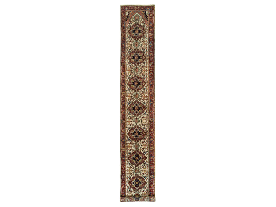 2'6" x 18'0" New Hand Knotted Ivory Wool Runner Oriental Rug - MOA10265714