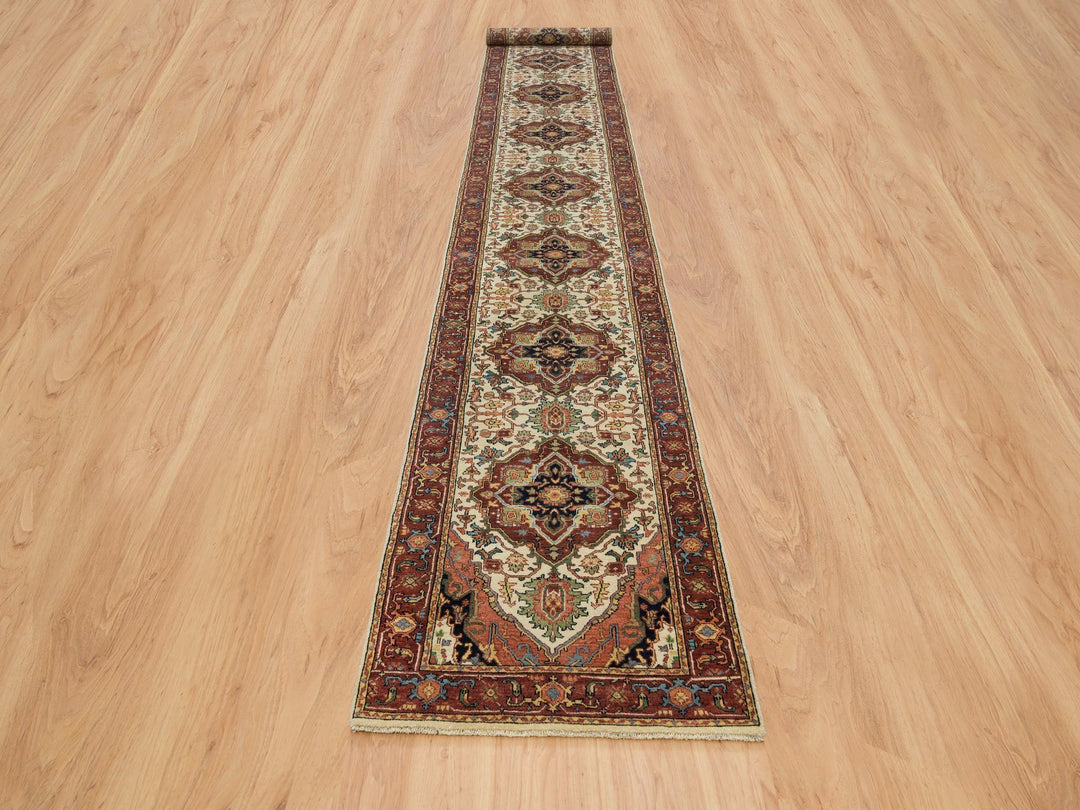 2'6" x 18'0" New Hand Knotted Ivory Wool Runner Oriental Rug - MOA10265714