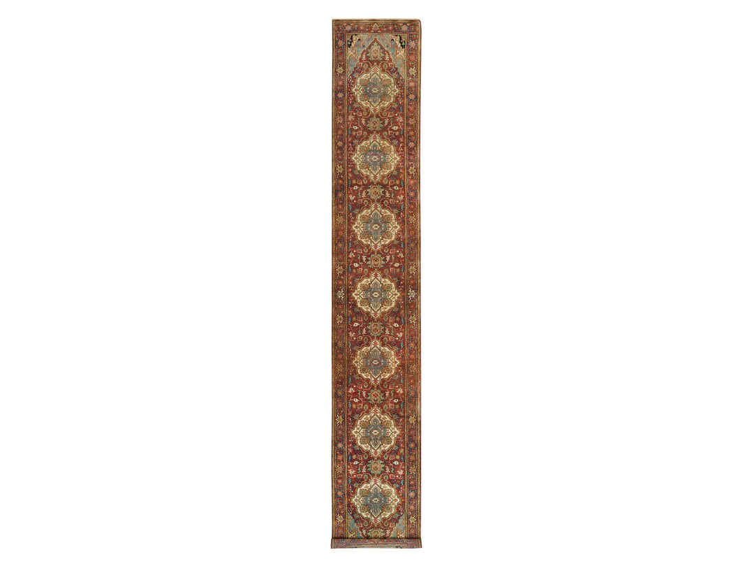 2'7" x 16'2" New Hand Knotted Red Wool Runner Oriental Rug - MOA10265721