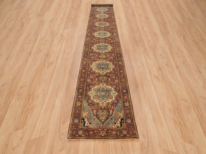 2'7" x 16'2" New Hand Knotted Red Wool Runner Oriental Rug - MOA10265721