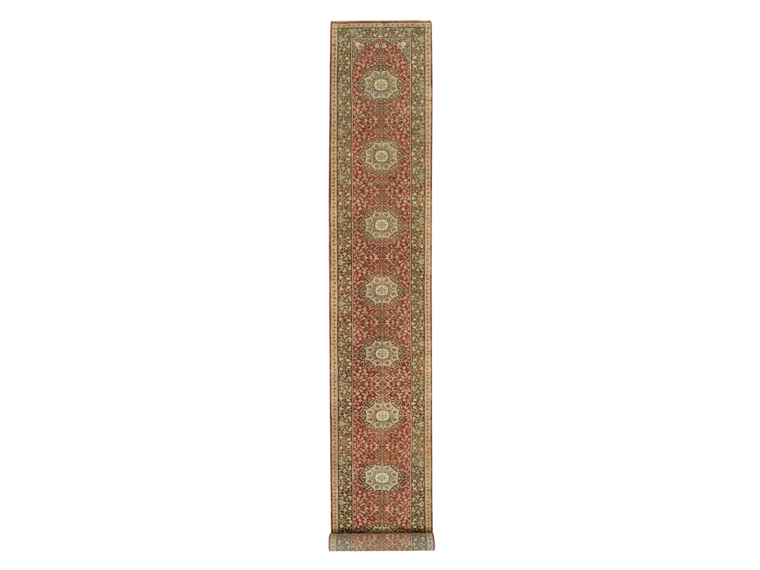 2'7" x 20'1" New Hand Knotted Red Wool Runner Oriental Rug - MOA10265729