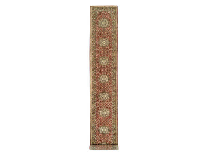 2'7" x 20'1" New Hand Knotted Red Wool Runner Oriental Rug - MOA10265729