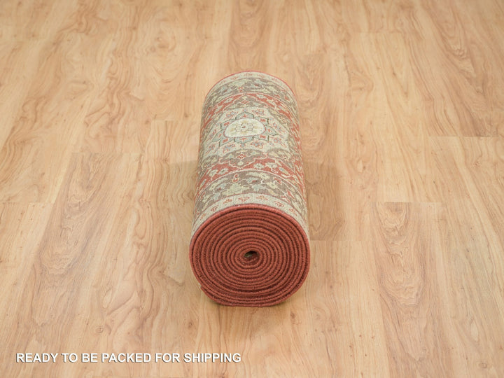 2'7" x 20'1" New Hand Knotted Red Wool Runner Oriental Rug - MOA10265729