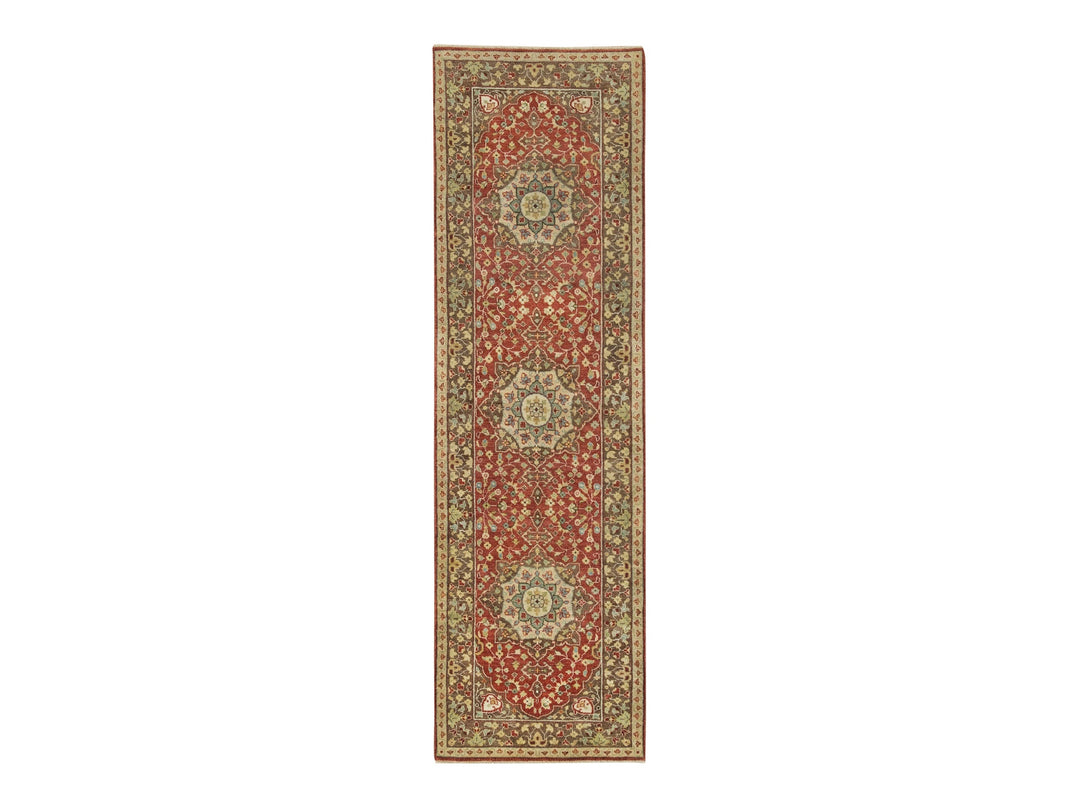 2'6" x 8'3" New Hand Knotted Red Wool Runner Oriental Rug - MOA10265733