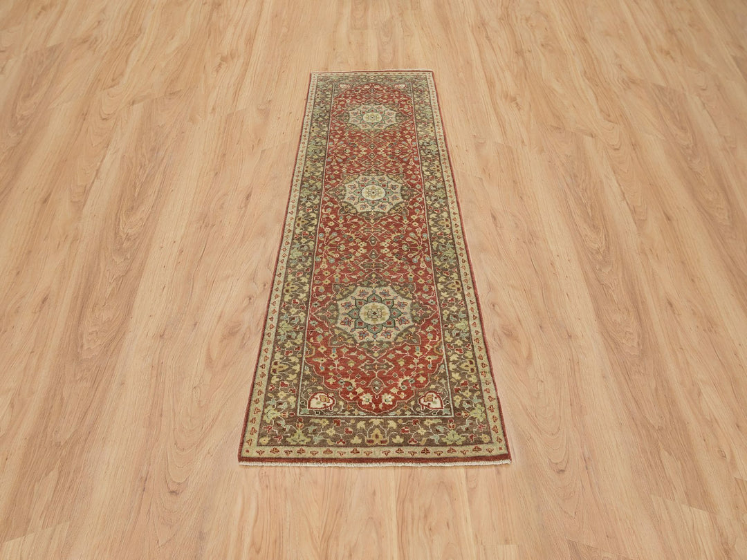 2'6" x 8'3" New Hand Knotted Red Wool Runner Oriental Rug - MOA10265733