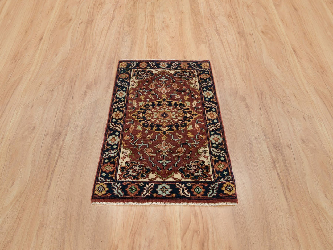 2'0" x 3'2" New Hand Knotted Red Wool Rectangle Oriental Rug - MOA10265745