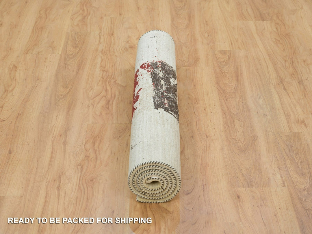 4'0" x 6'0" New Hand Knotted Ivory Wool Rectangle Oriental Rug - MOA10265759