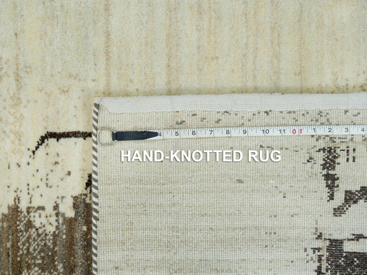 4'0" x 6'0" New Hand Knotted Ivory Wool Rectangle Oriental Rug - MOA10265759