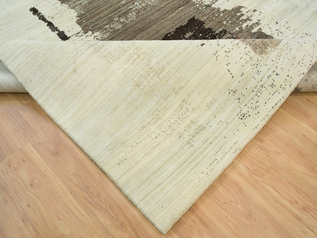 8'3" x 11'3" New Hand Knotted Ivory Wool Rectangle Oriental Rug - MOA10265763