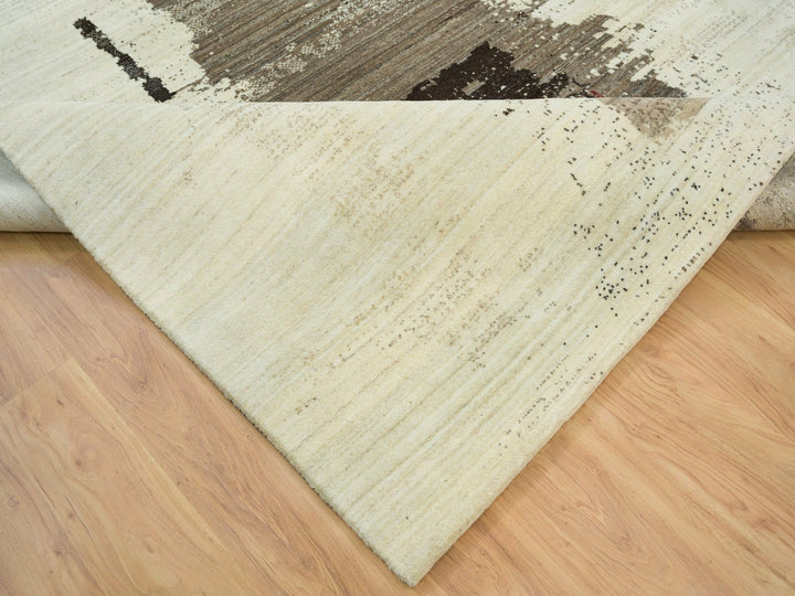 8'3" x 11'3" New Hand Knotted Ivory Wool Rectangle Oriental Rug - MOA10265763