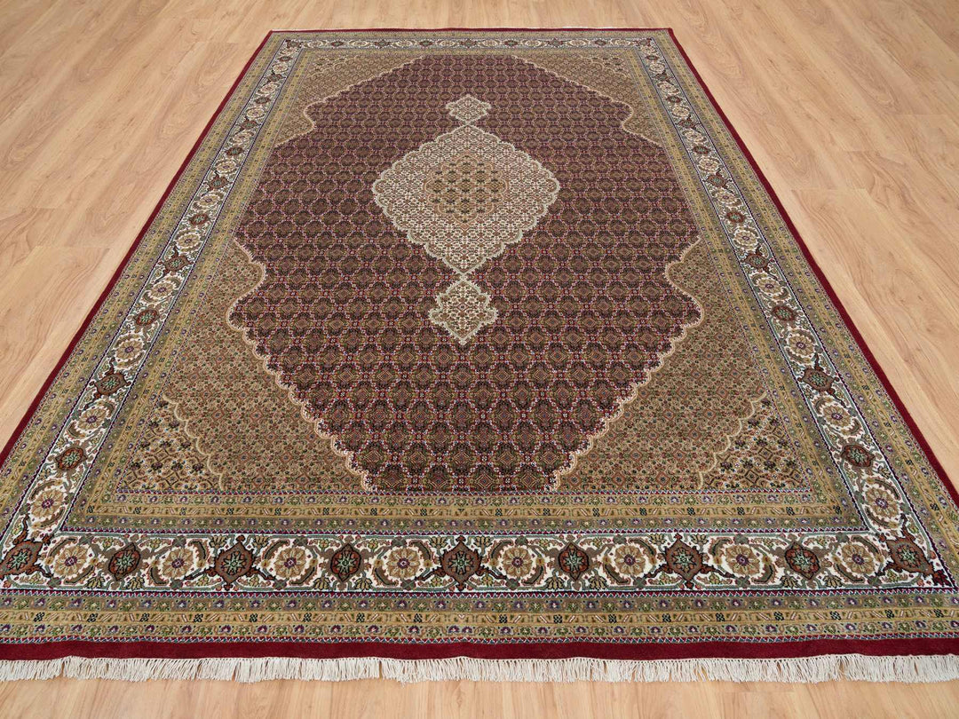 10'0" x 13'10" New Hand Knotted Red Wool Rectangle Oriental Rug - MOA10265769