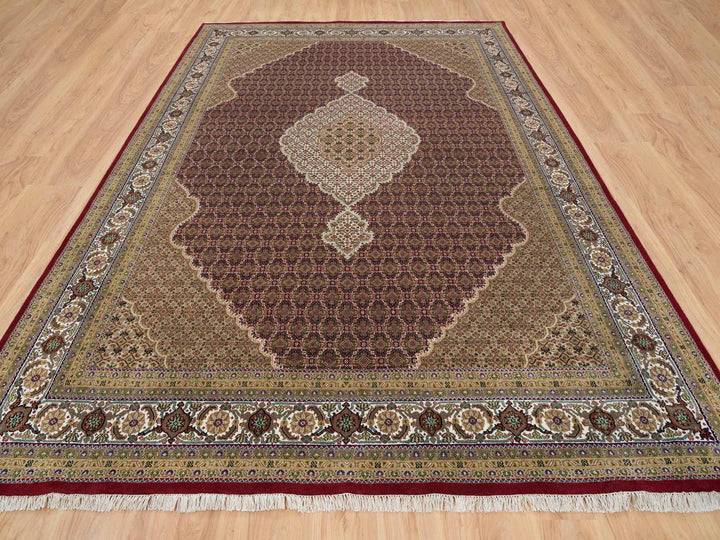 10'0" x 13'10" New Hand Knotted Red Wool Rectangle Oriental Rug - MOA10265769