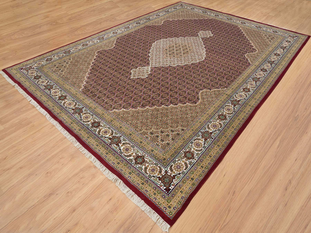 10'0" x 13'10" New Hand Knotted Red Wool Rectangle Oriental Rug - MOA10265769