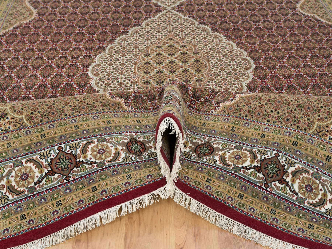 10'0" x 13'10" New Hand Knotted Red Wool Rectangle Oriental Rug - MOA10265769