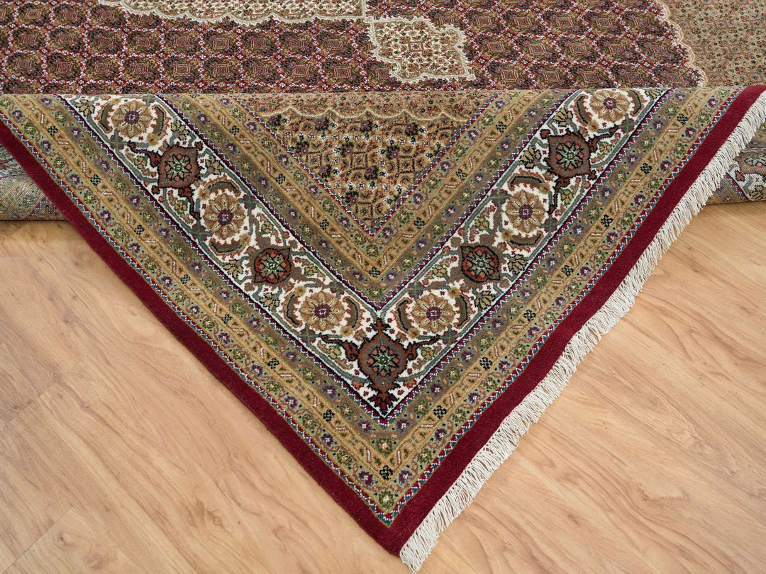 10'0" x 13'10" New Hand Knotted Red Wool Rectangle Oriental Rug - MOA10265769