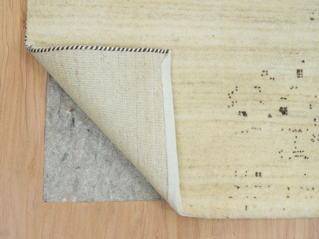 9'6" x 13'4" New Hand Knotted Ivory Wool Rectangle Oriental Rug - MOA10265771