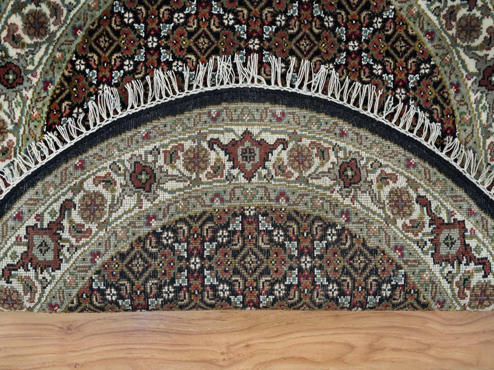 3'3" x 3'3" New Hand Knotted Black Wool Round Oriental Rug - MOA10265783