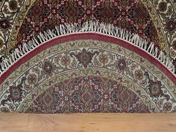3'4" x 3'4" New Hand Knotted Red Wool Round Oriental Rug - MOA10265785