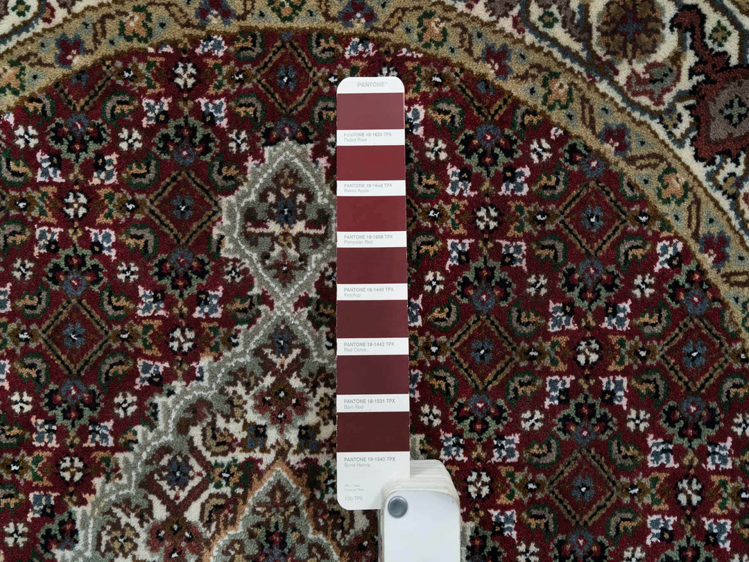 3'4" x 3'4" New Hand Knotted Red Wool Round Oriental Rug - MOA10265785