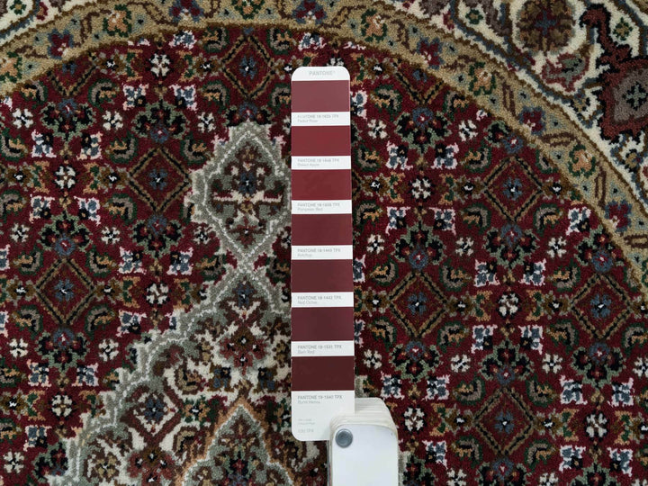 3'4" x 3'4" New Hand Knotted Red Wool Round Oriental Rug - MOA10265785