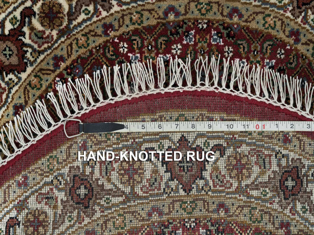 3'4" x 3'4" New Hand Knotted Red Wool Round Oriental Rug - MOA10265785