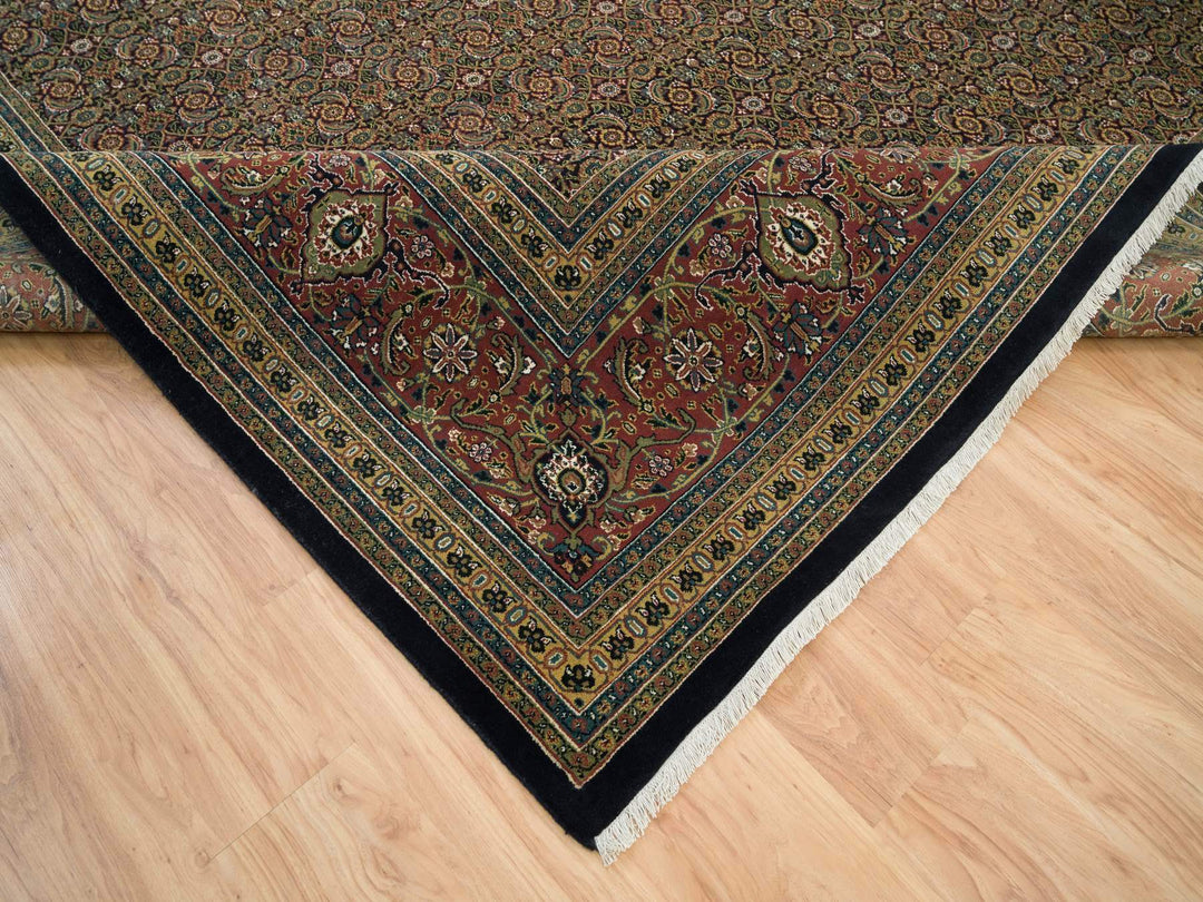 11'11" x 15'3" New Hand Knotted Black Wool Rectangle Oriental Rug - MOA10265791