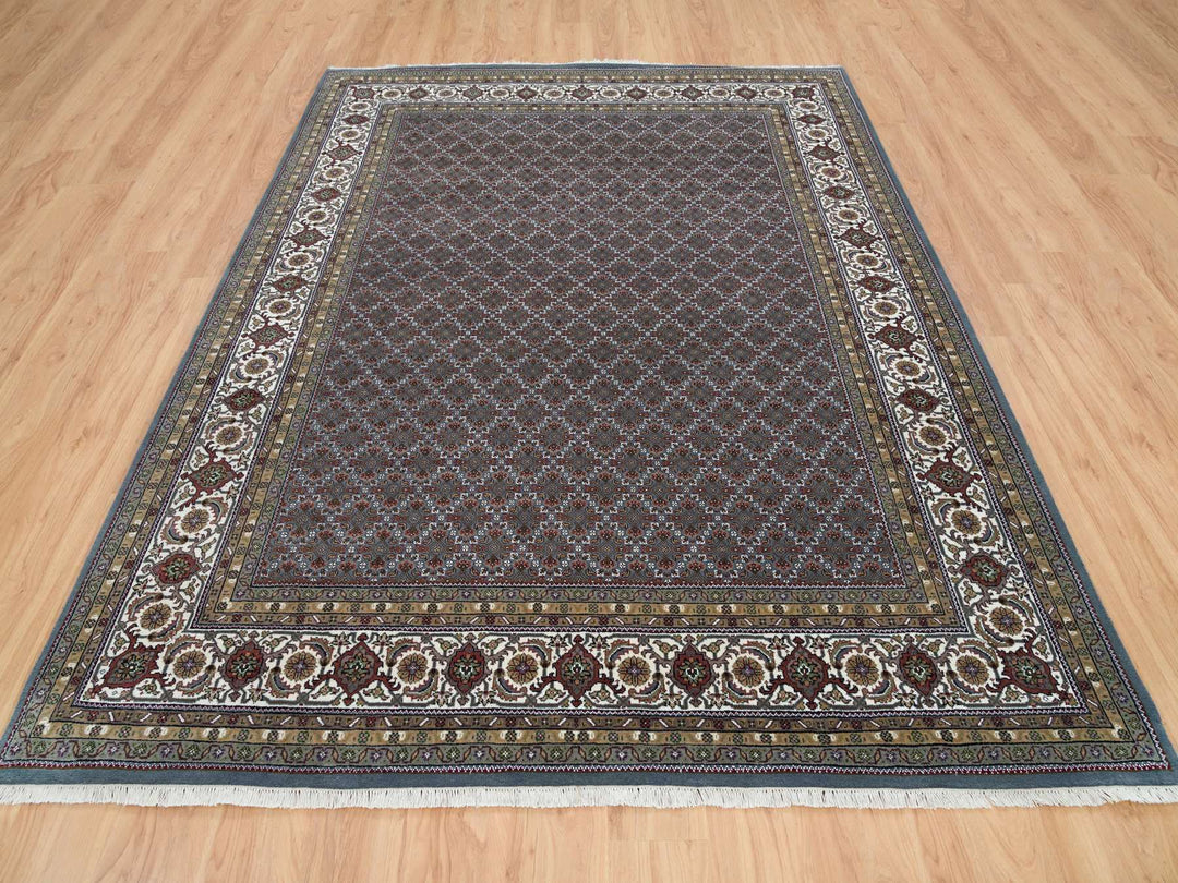 8'1" x 10'0" New Hand Knotted Grey Wool Rectangle Oriental Rug - MOA10265792